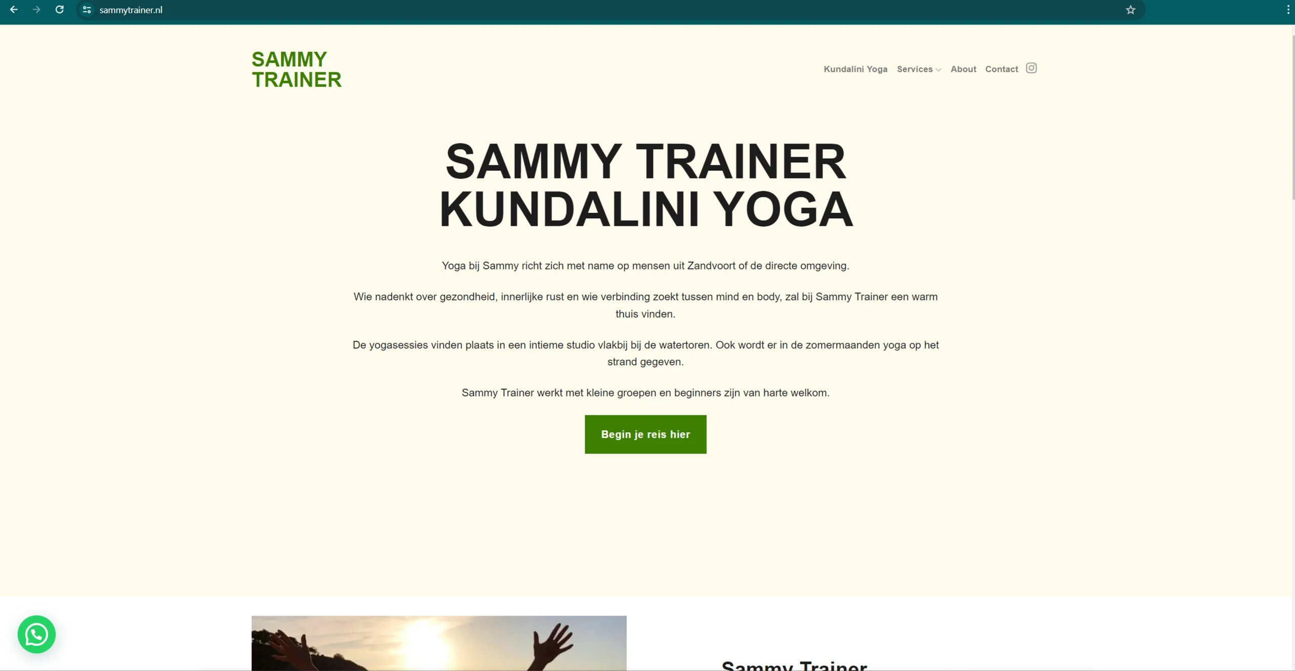 sammy trainer website homepage